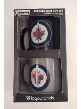 Winnipeg Jets Ceramic Coffee Mug Blue Gray Canada Hockey NHL Gift Set of 2 NEW